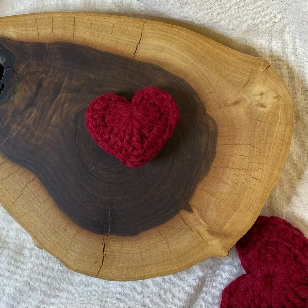 Valentine hearts  curated set bowl filler handmade hearts from fabric and yarn